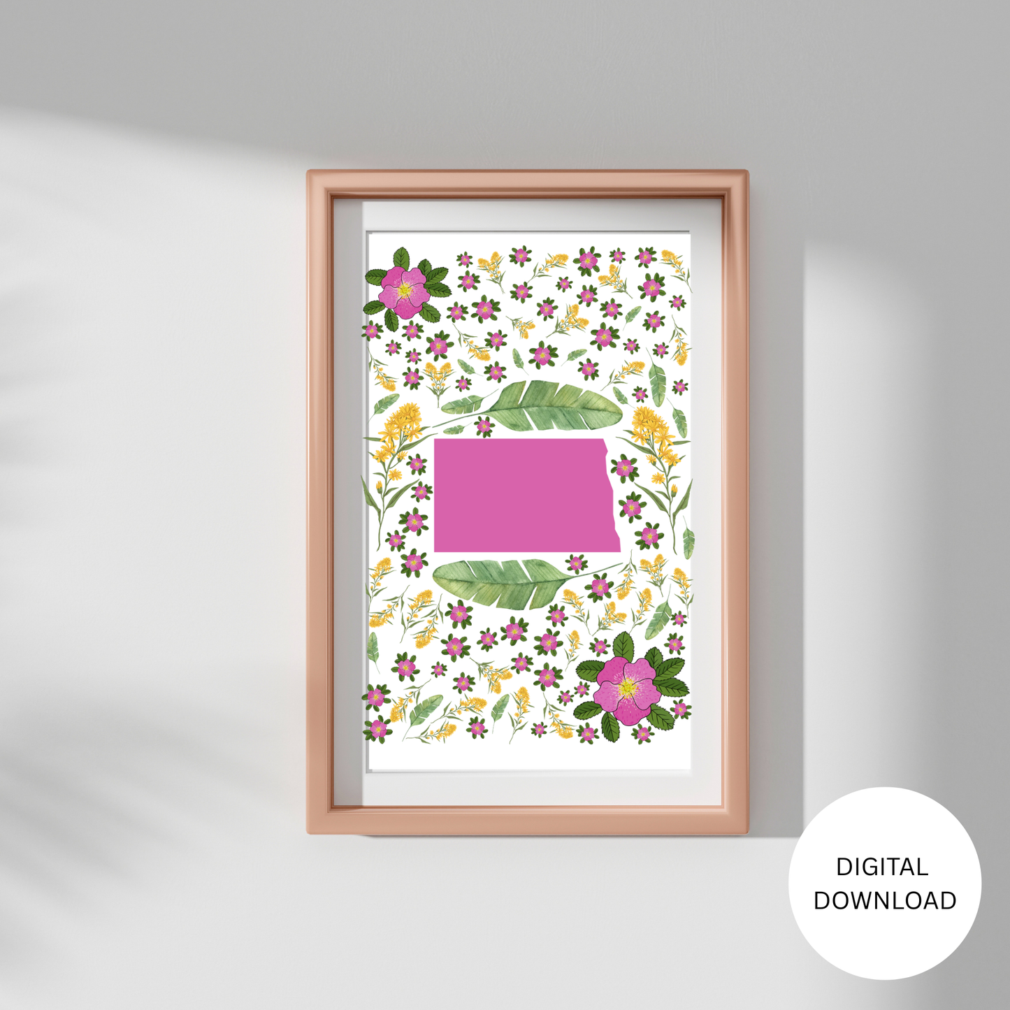 North Dakota US State and State Flower Printable Wall Art – Digital Download ✨
