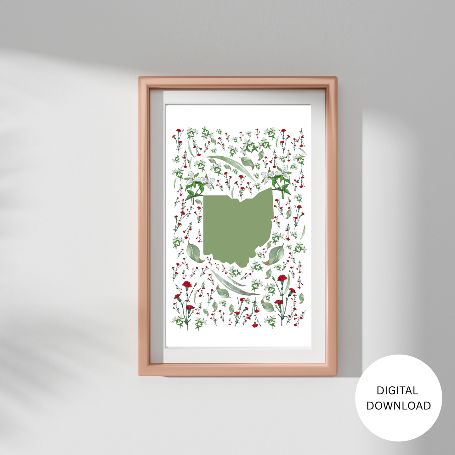 Ohio US State and State Flower Printable Wall Art – Digital Download ✨