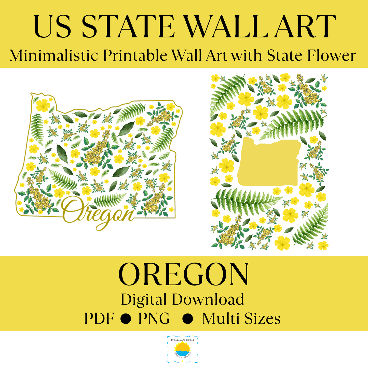 Oregon State & State Flower Printable Wall Art – Digital Download