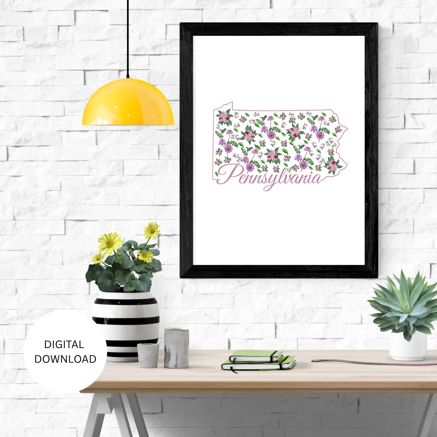 Pennsylvania State & State Flower Printable Wall Art – Digital Download