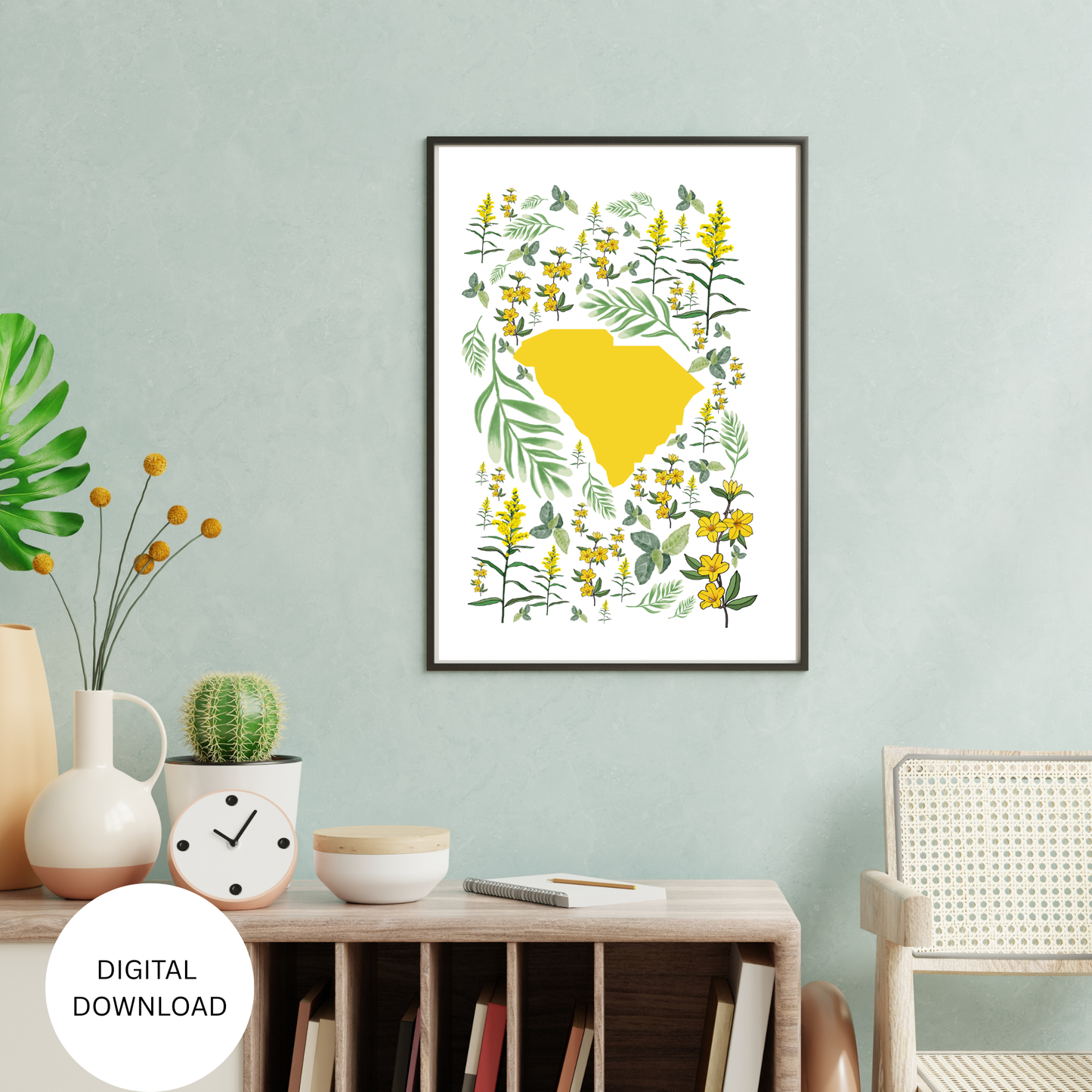 South Carolina State & State Flower Printable Wall Art – Digital Download