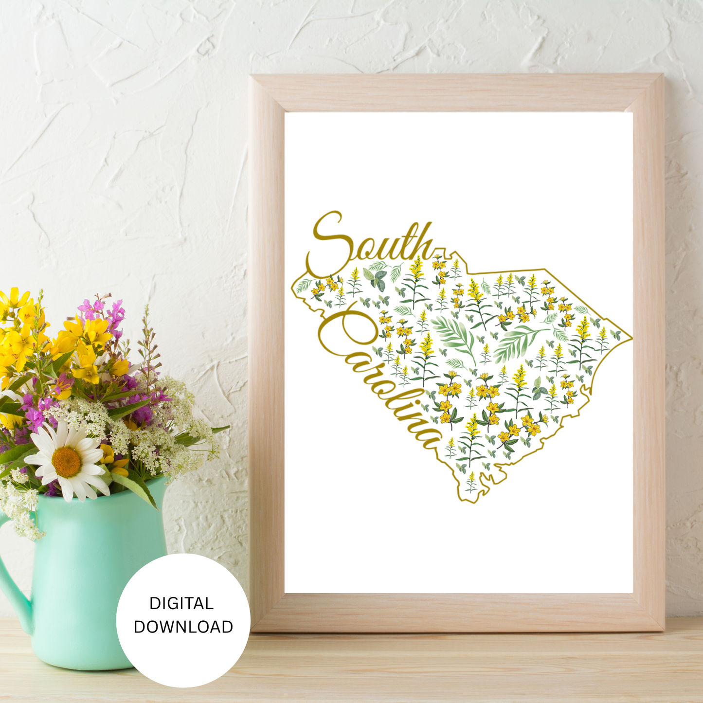 South Carolina State & State Flower Printable Wall Art – Digital Download