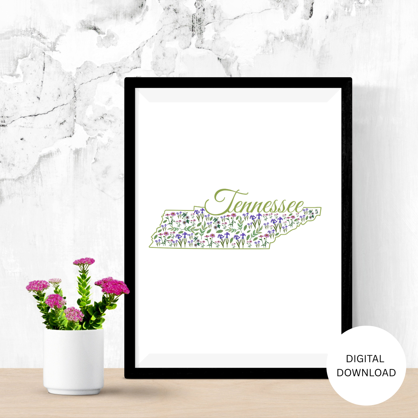 Tennessee State & State Flower Printable Wall Art – Digital Download