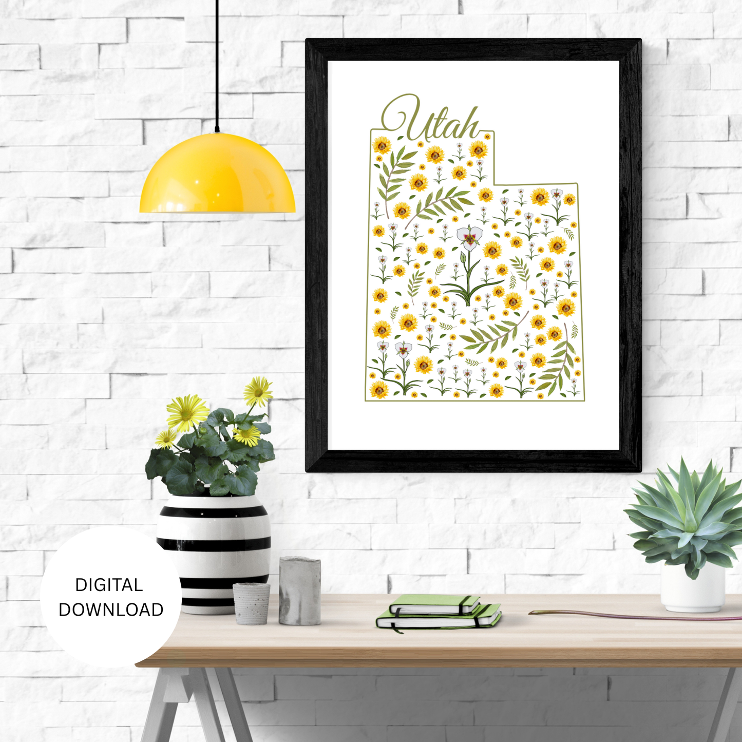 Utah State & State Flower Printable Wall Art – Digital Download