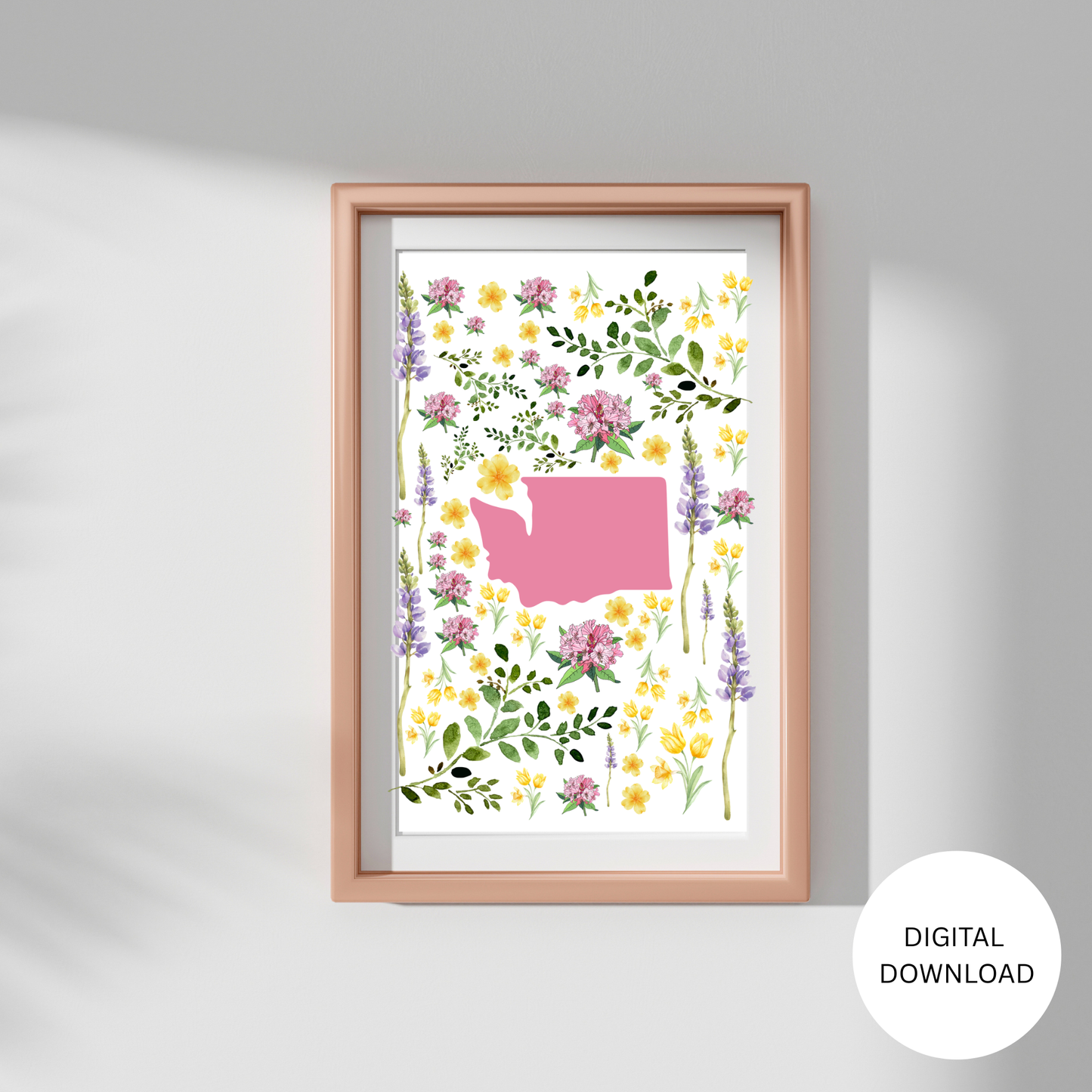Washington State & State Flower Printable Wall Art – Digital Download