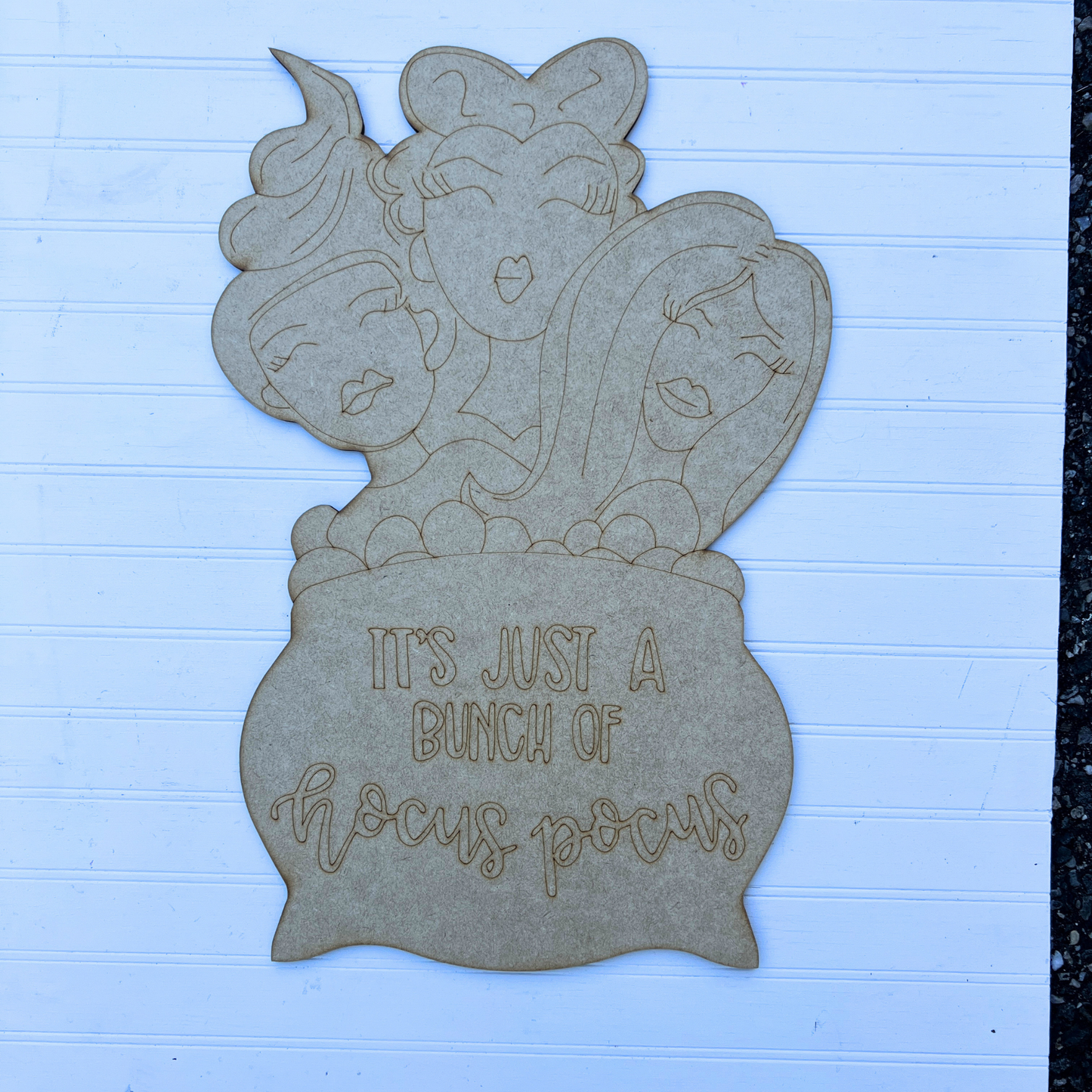 3 Witches Wood Cutout Door Hanger Halloween DIY Project