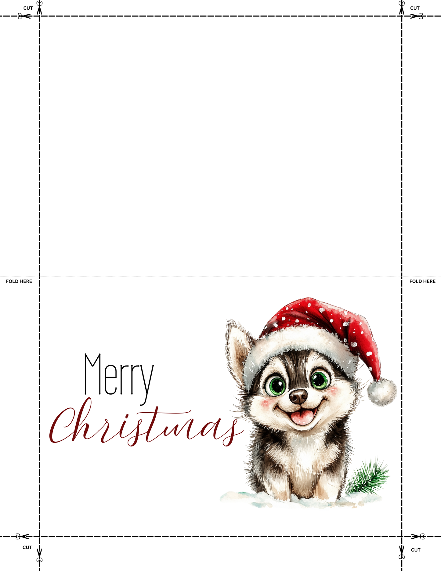 Set of 5 Free Husky-Themed Christmas Cards (Printable Digital Download)