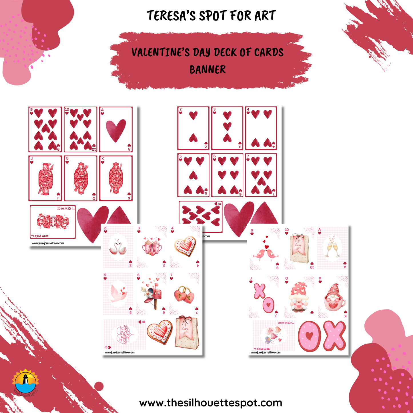 Watercolor Valentine Deck of Cards (Printable Digital Download)