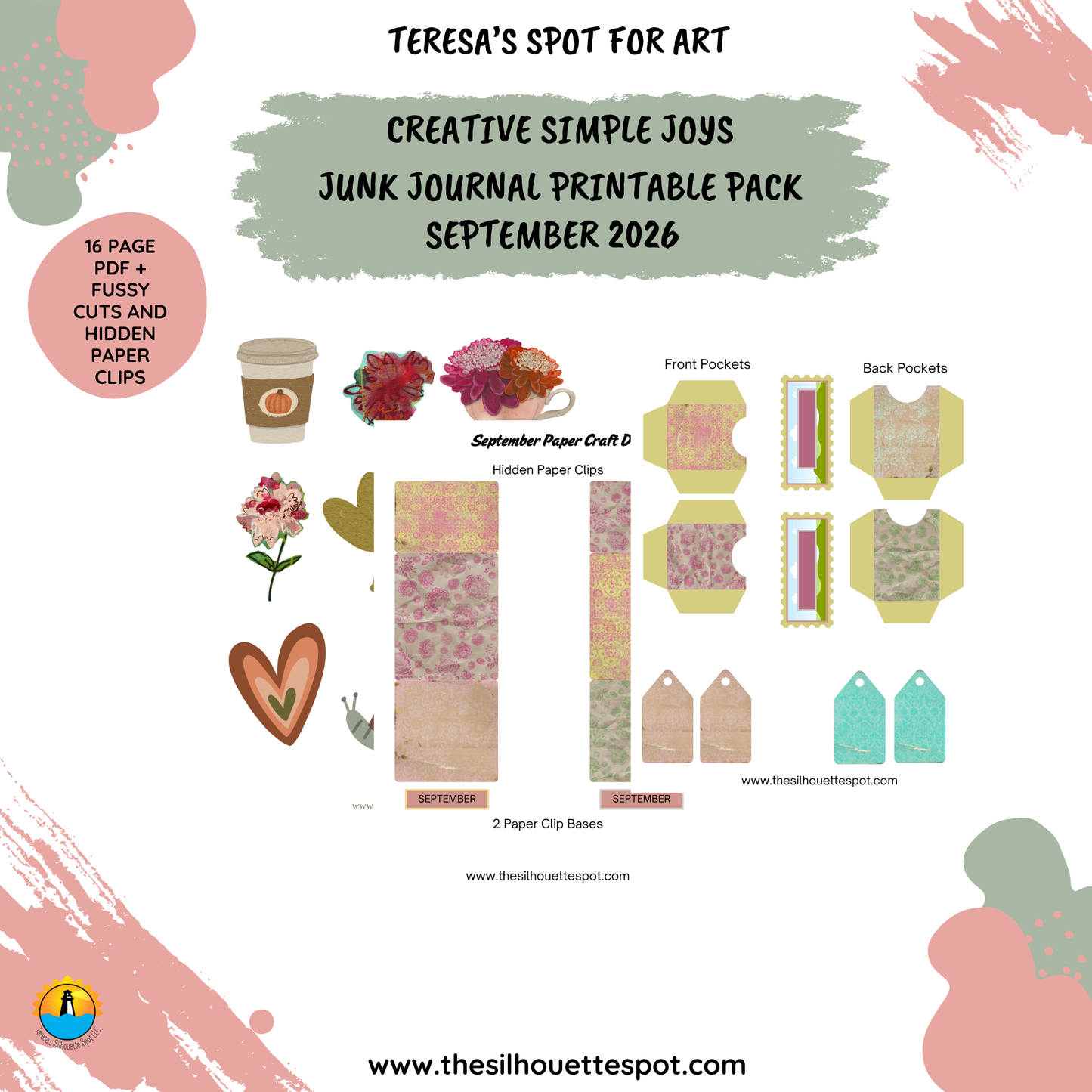 Junk Journal Monthly Bundle for September 2026- 16 Page PDF Junk Journal Printable