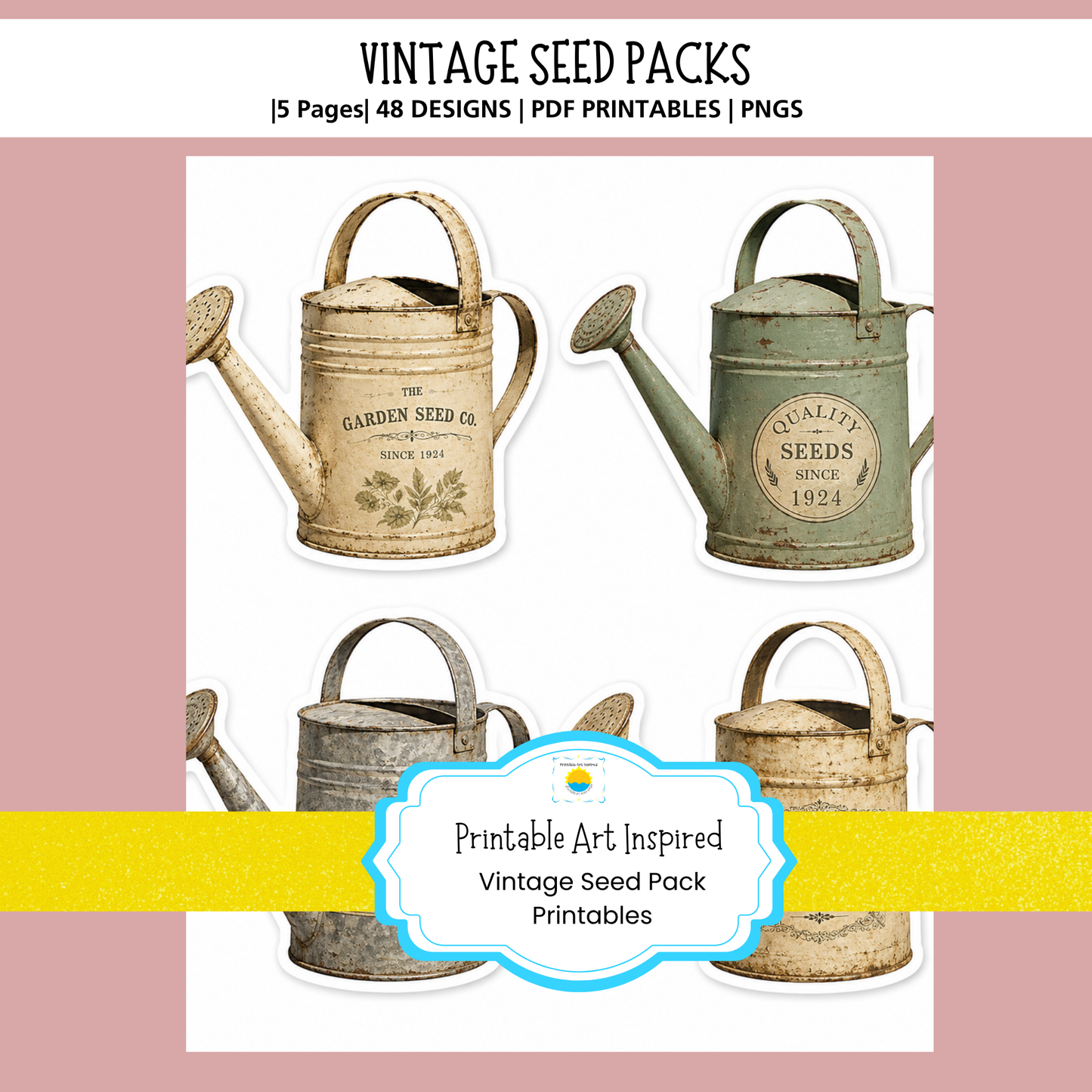 Vintage Flower Seed Pack Printables for Junk Journaling, Collage & Creative Crafts 32 page PDF Instant Download