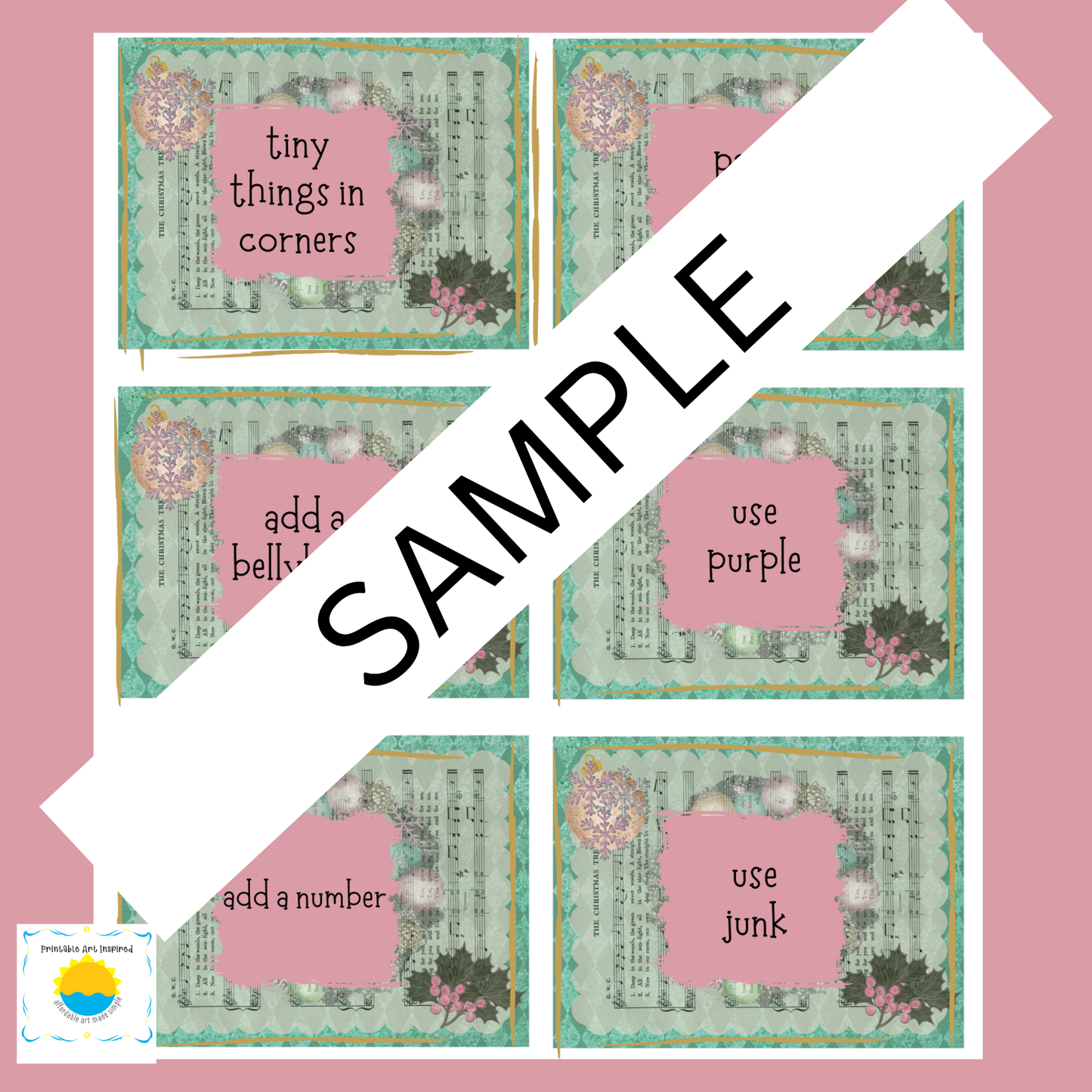 Journal Prompt Deck of Cards with Box, Chirstmas Themed PDF Download