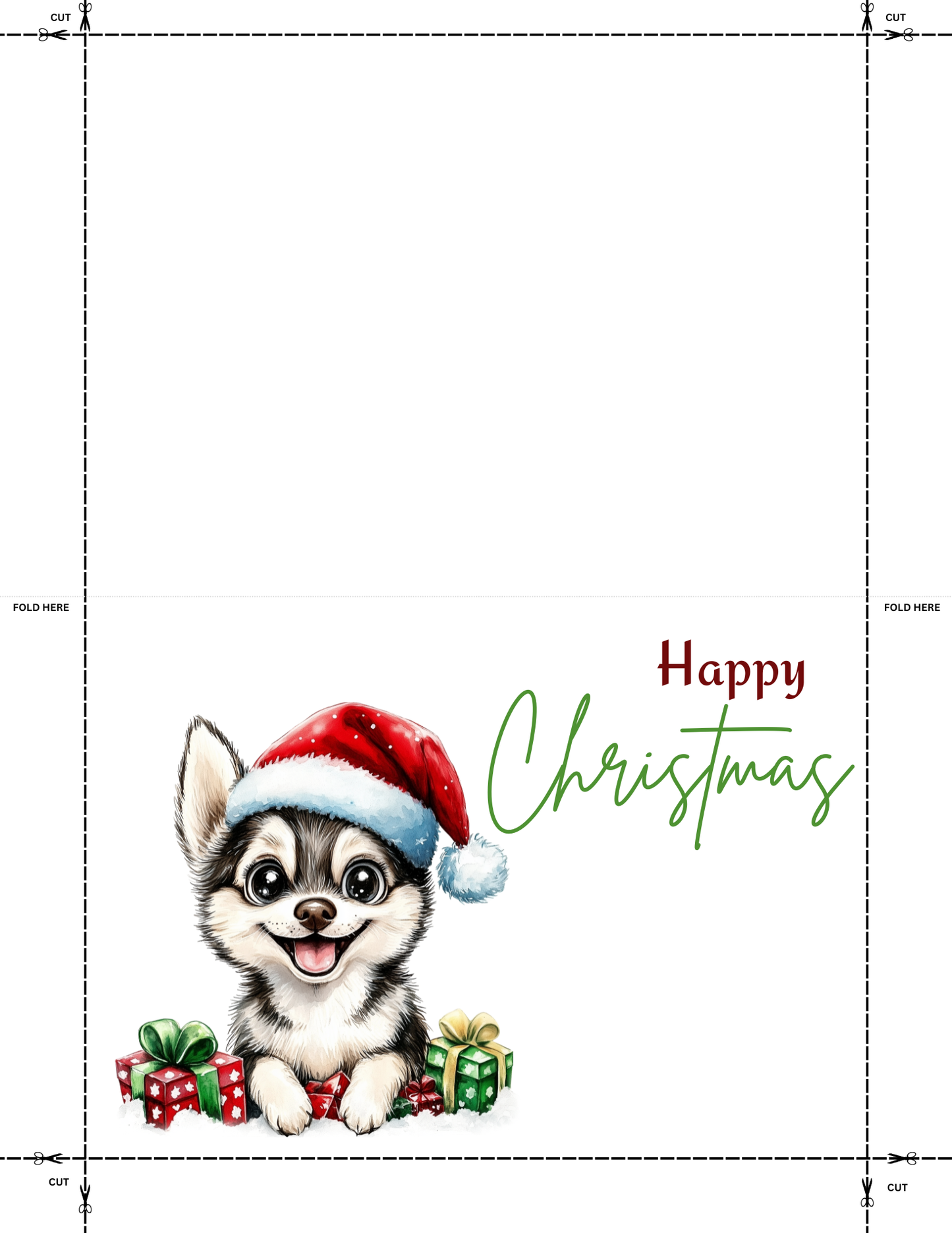 Set of 5 Free Husky-Themed Christmas Cards (Printable Digital Download)