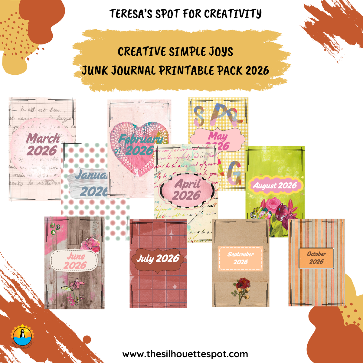 Junk Journal Monthly Bundle for October 2026- 16 Page PDF Junk Journal Printable