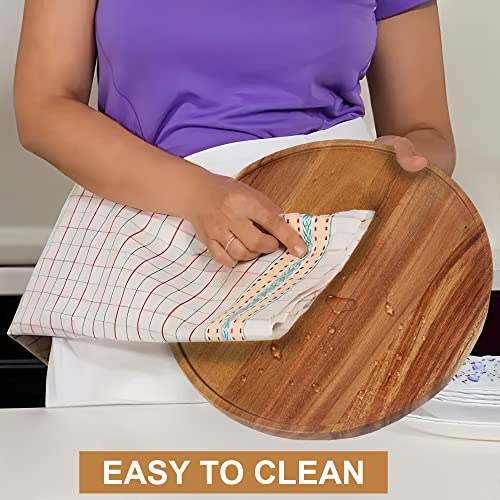 12-inch Acacia Wood Lazy Susan Organizers, 2 Pack, Lazy Susan Turntable for Cabinet, Kitchen Turntable Storage for Table, Countertop, Pantry