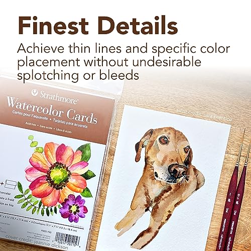Strathmore 400 Series Watercolor Cards, Cold Press, Announcement Size, 3.5x4.875 inches, 6 Pack, Envelopes Included - Custom Greeting Cards for Weddings, Events, Birthdays