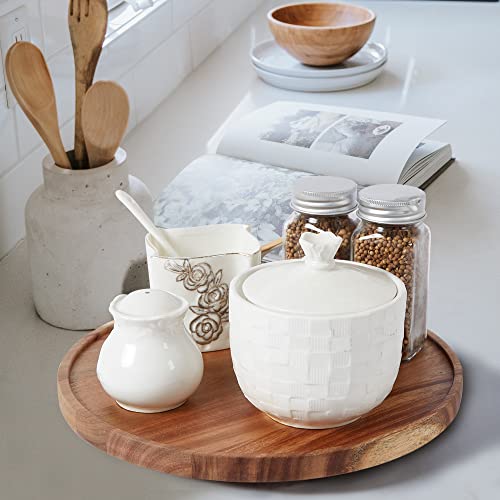 12-inch Acacia Wood Lazy Susan Organizers, 2 Pack, Lazy Susan Turntable for Cabinet, Kitchen Turntable Storage for Table, Countertop, Pantry