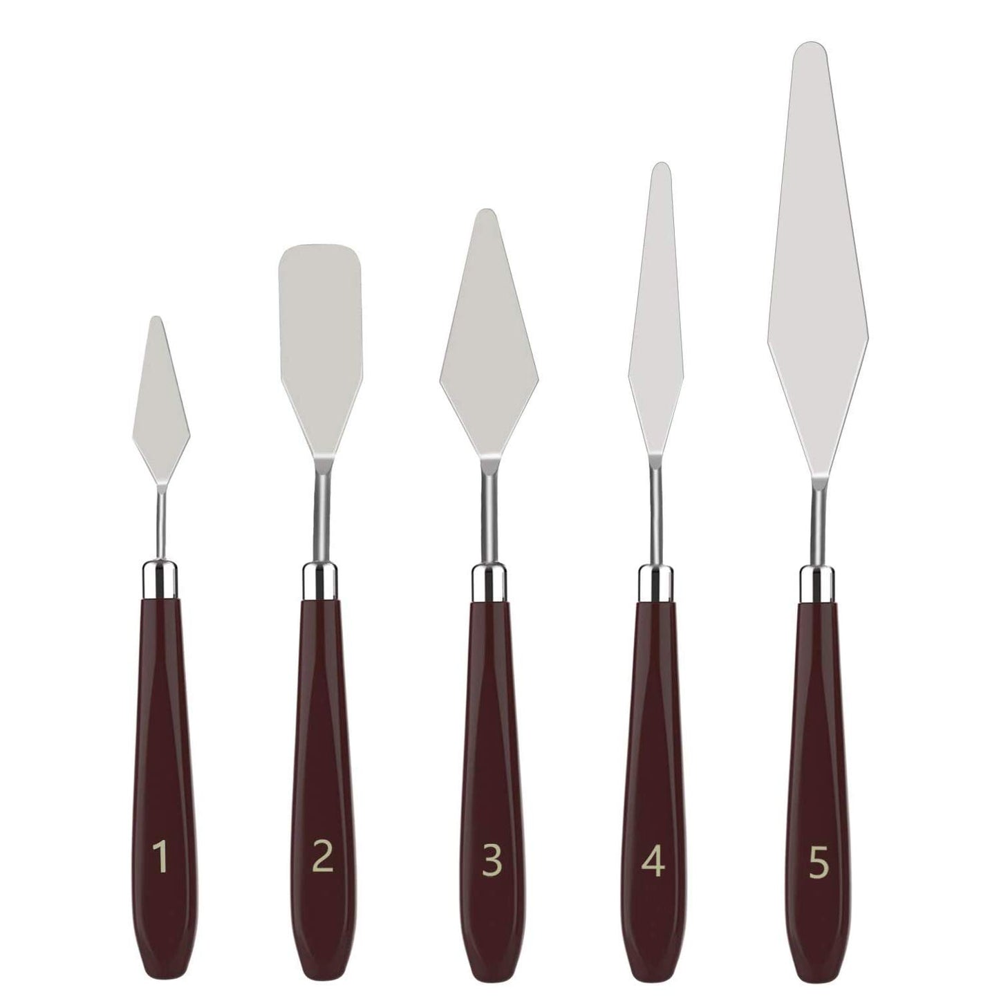 KELIFANG 5 Pieces Painting Knives Stainless Steel Palette Knife Set, Paint Scraper Oil Paint Accessories for Oil Painting, Acrylic Painting, Color Mixing and Thick Paint Applications