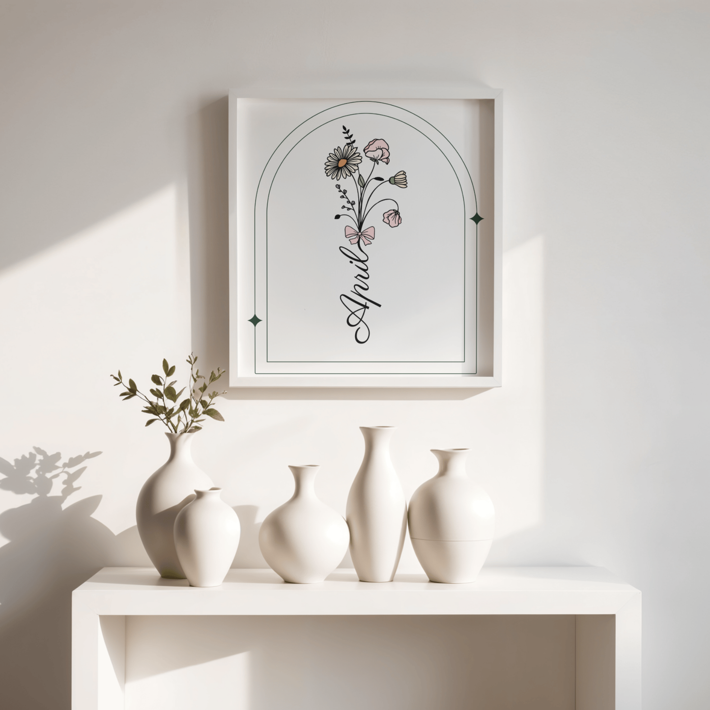 Boho April Birthday Flower Printable Art Bundle — 84 File Digital Download