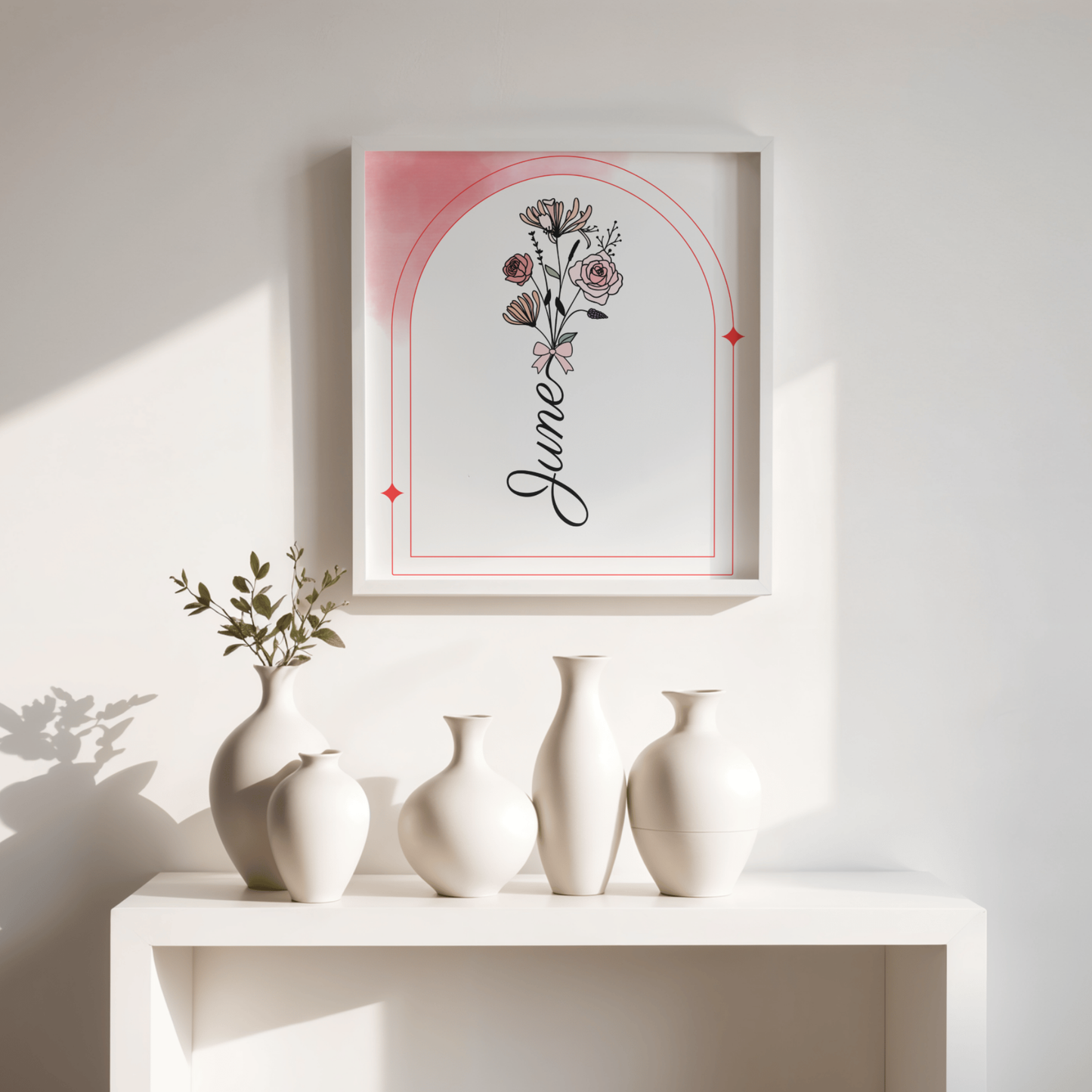 Boho June Birthday Flower Printable Art Bundle — 48 File Digital Download