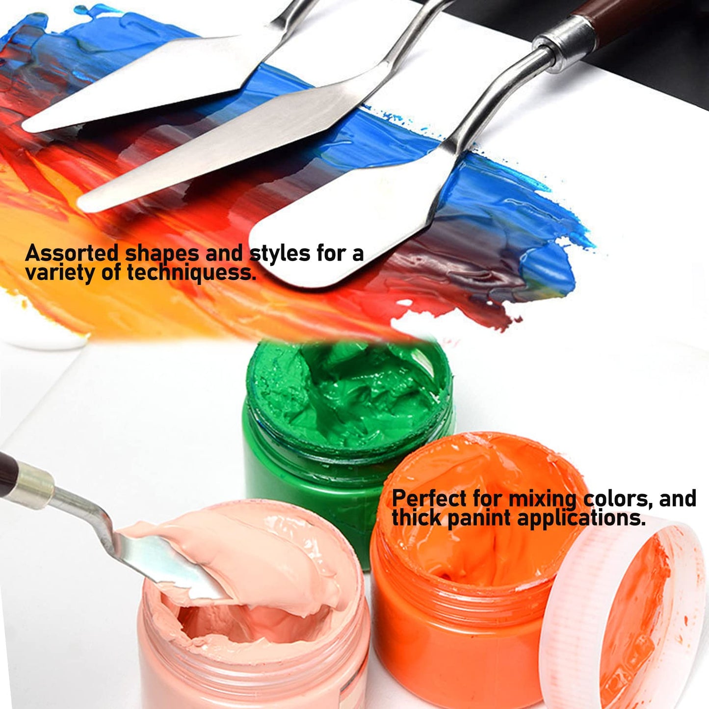 KELIFANG 5 Pieces Painting Knives Stainless Steel Palette Knife Set, Paint Scraper Oil Paint Accessories for Oil Painting, Acrylic Painting, Color Mixing and Thick Paint Applications