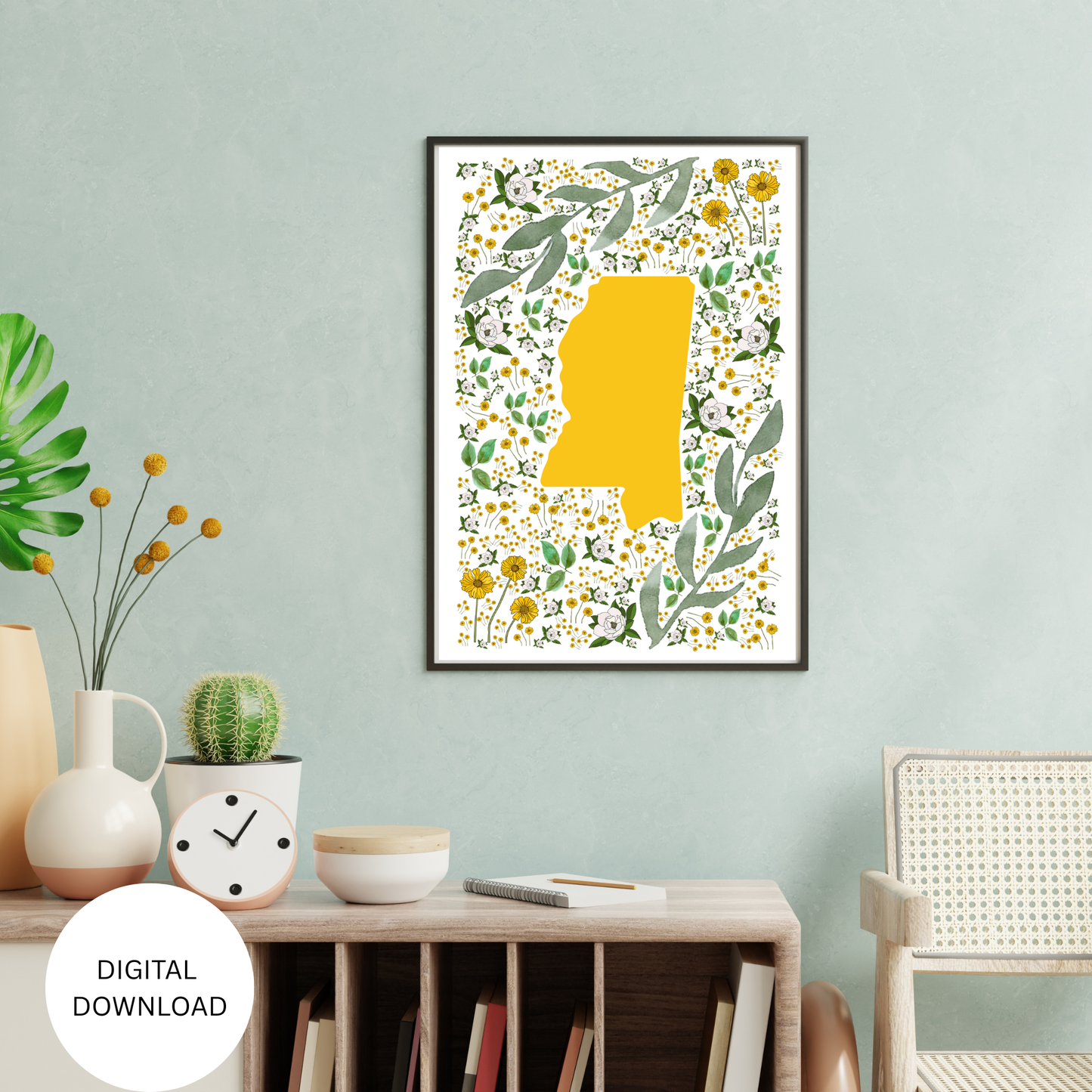 Mississippi US State and State Flower Printable Wall Art – Digital Download ✨