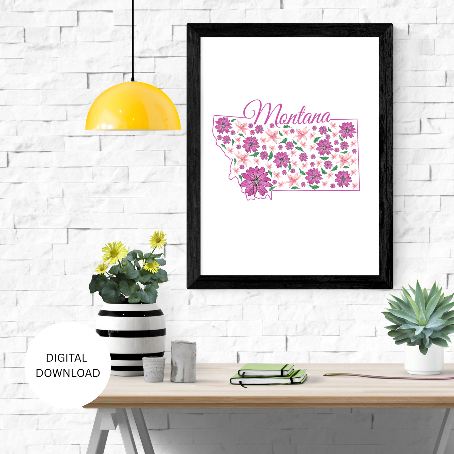 Montana US State and State Flower Printable Wall Art – Digital Download ✨