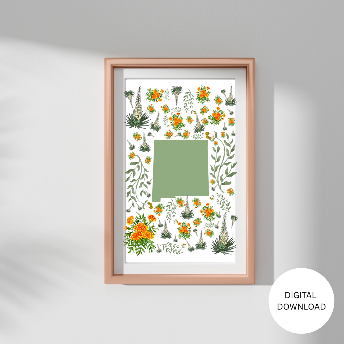 New Mexico US State and State Flower Printable Wall Art – Digital Download ✨