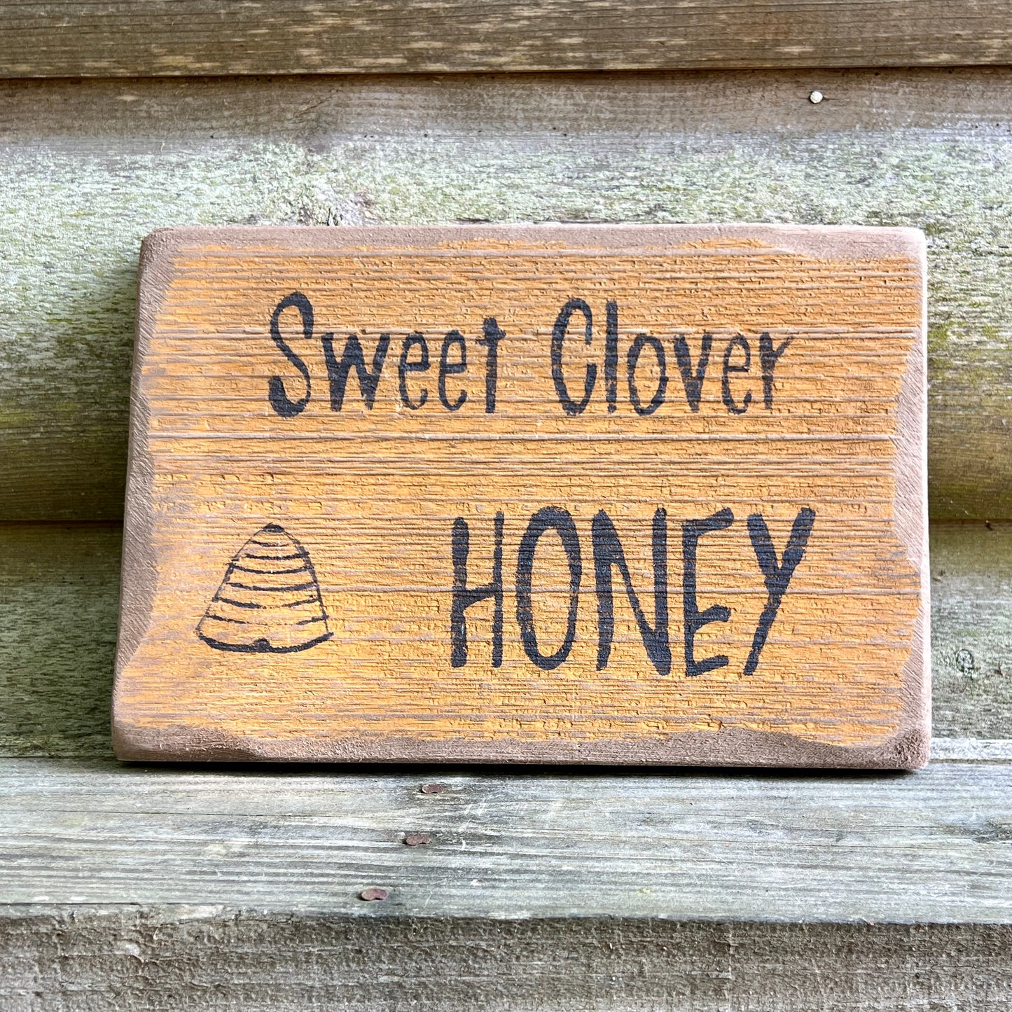 Sweet Clover Honey Farmhouse Rustic Wood Fall Home Decor Sign