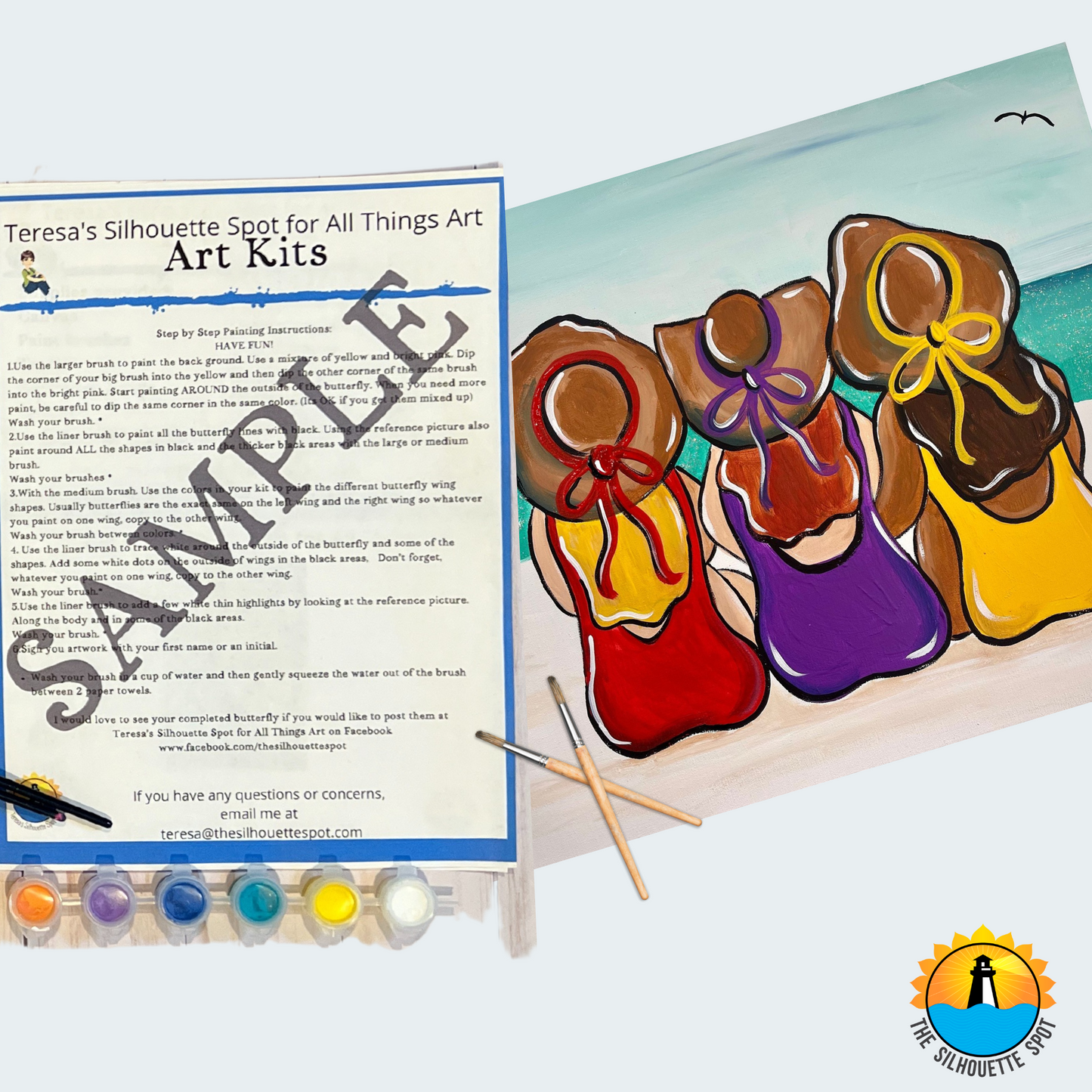 Canvas Complete Art Kit! Virtual at home Girl's Beach Day Art! Great For Beginners!