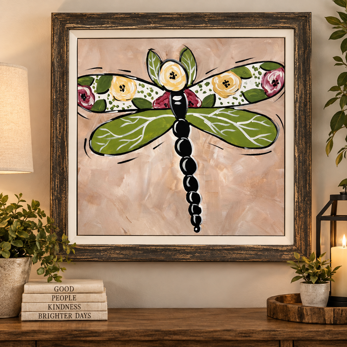 Floral Boho Dragon Fly Acrylic Painting Video Tutorial
