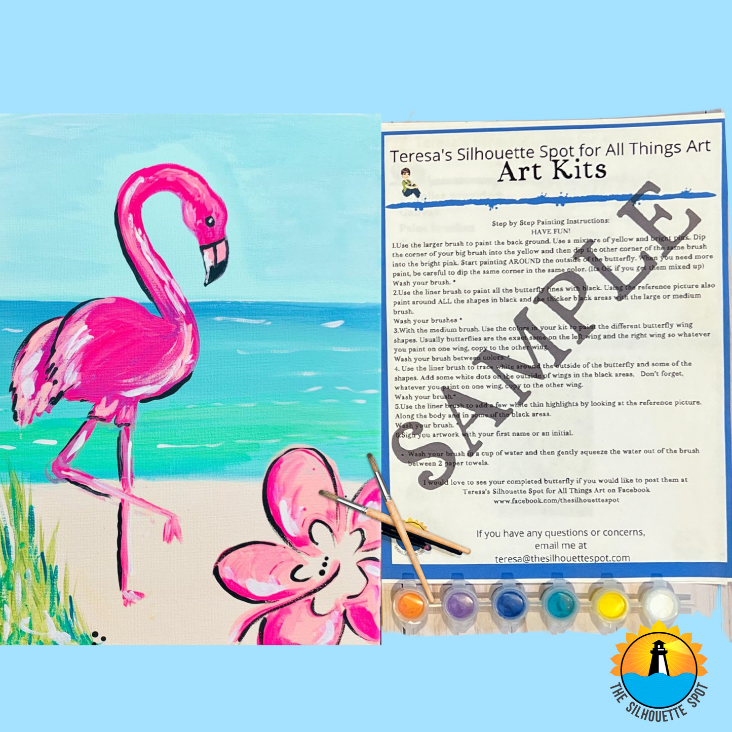 Flamingo Canvas Complete Art Kit! Virtual at home Flamingo Art! Great For Beginners!