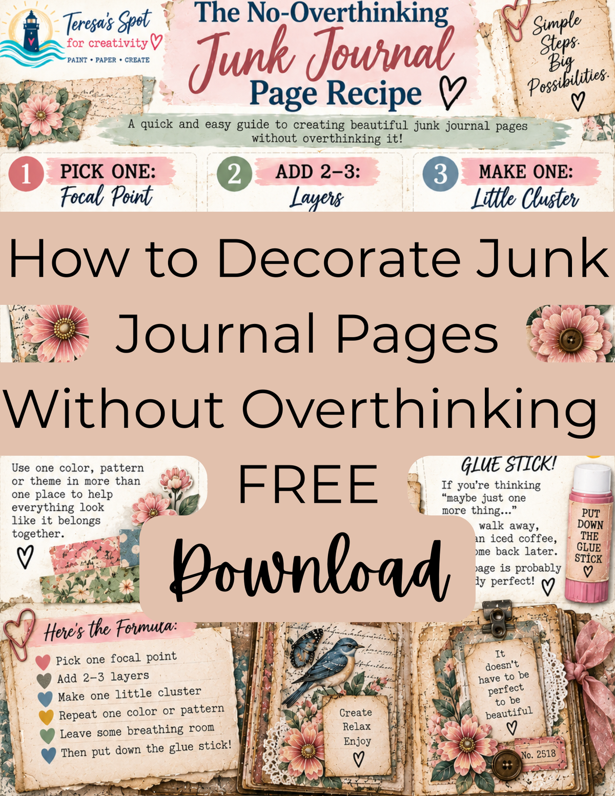 Decorate Your Junk Journal Without Overthinking| FREE Beginner Junk Journal Printable