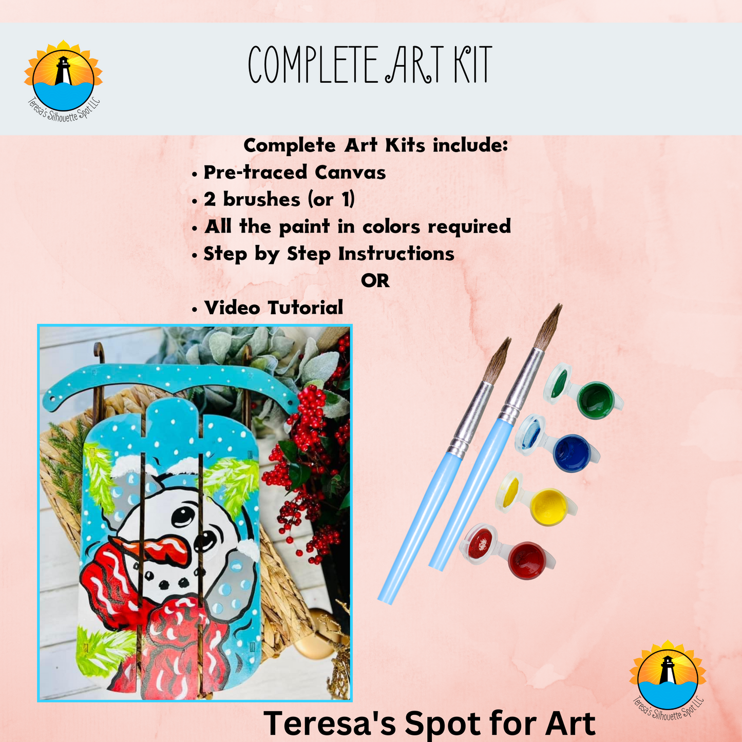 DIY Snowman Sled Art Kits for Kids and Adults