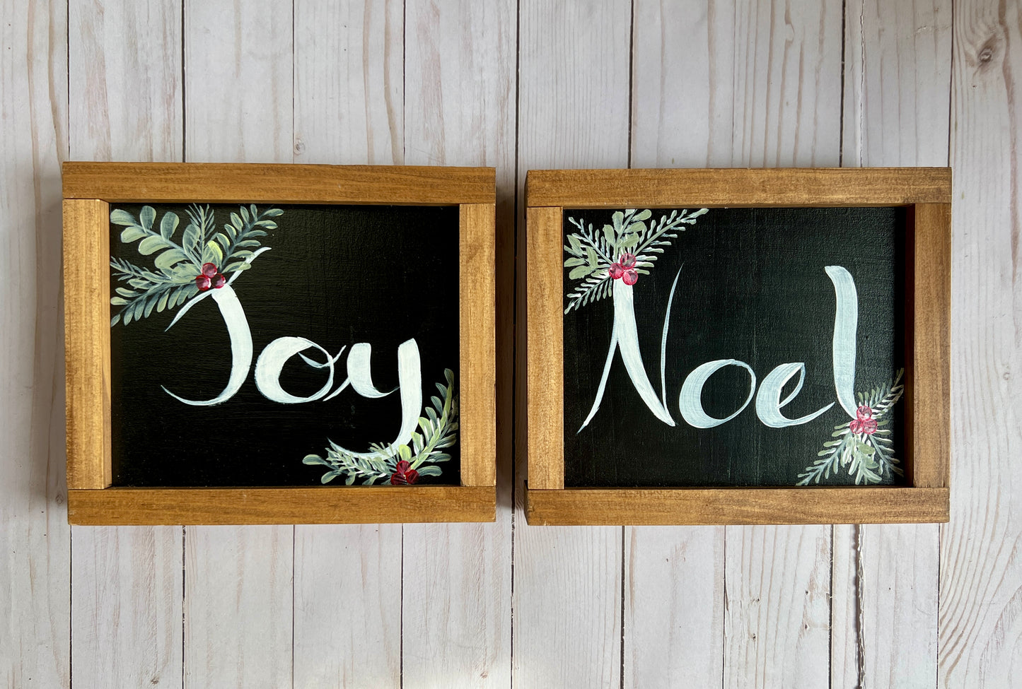 Joy and Noel set of 2 Wood Signs for Christmas Decor