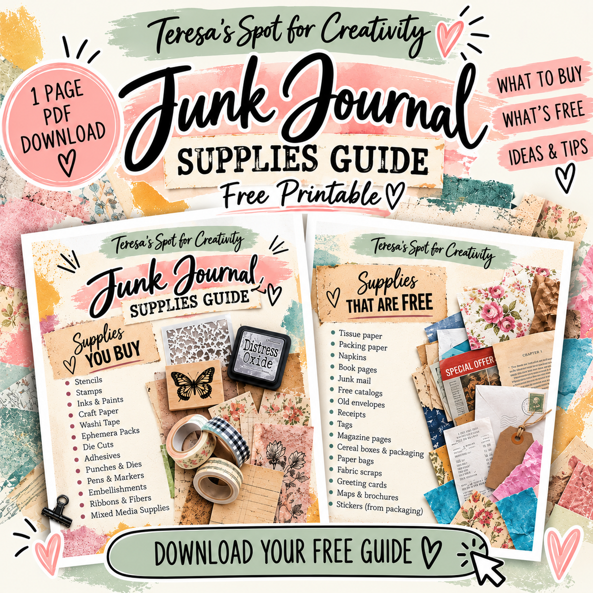 FREE Junk Journal Supplies Guide – What to Buy & What to Save!