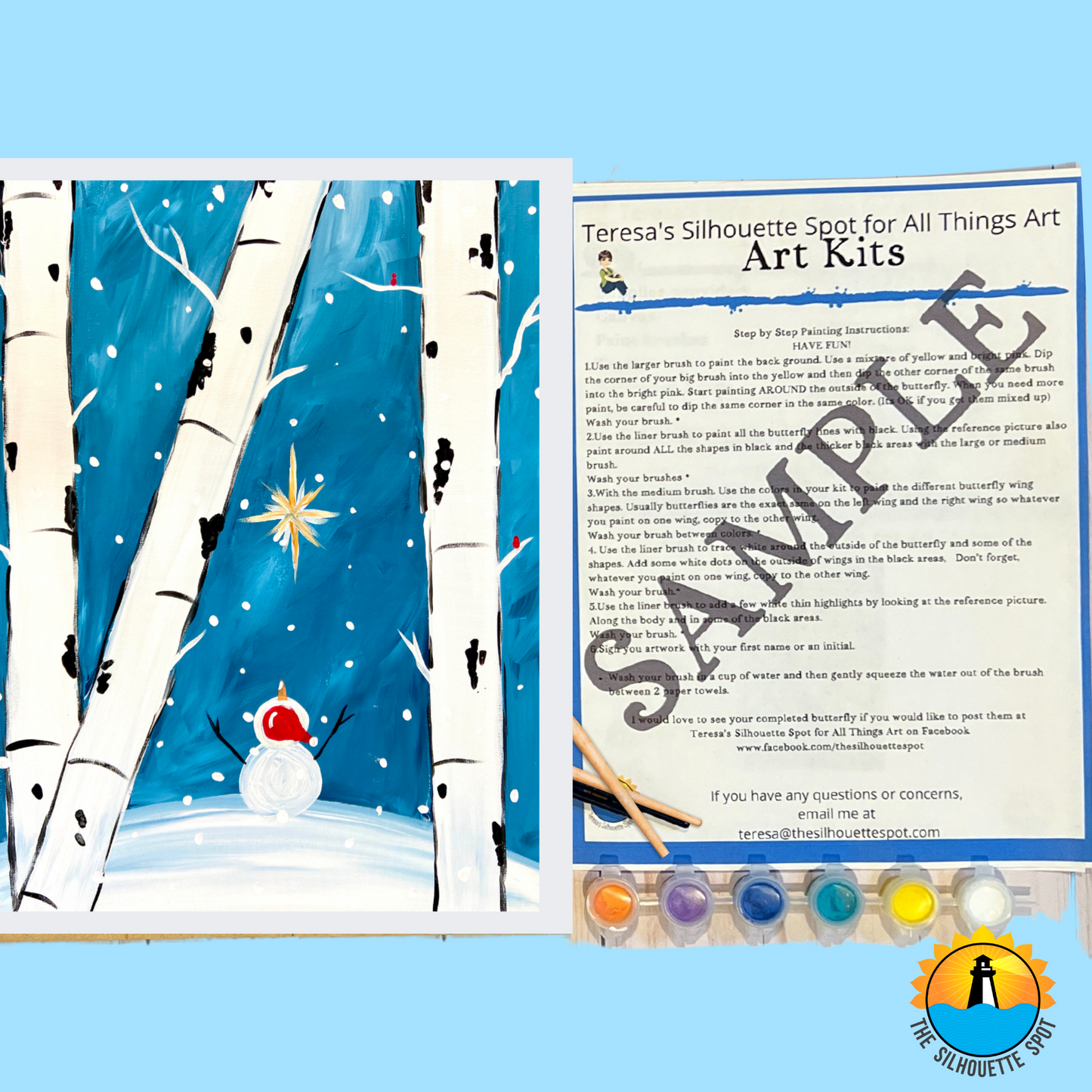 Star Gazer Snowman Art Party Kit! At Home Paint Party Supplies! Beginner Friendly!