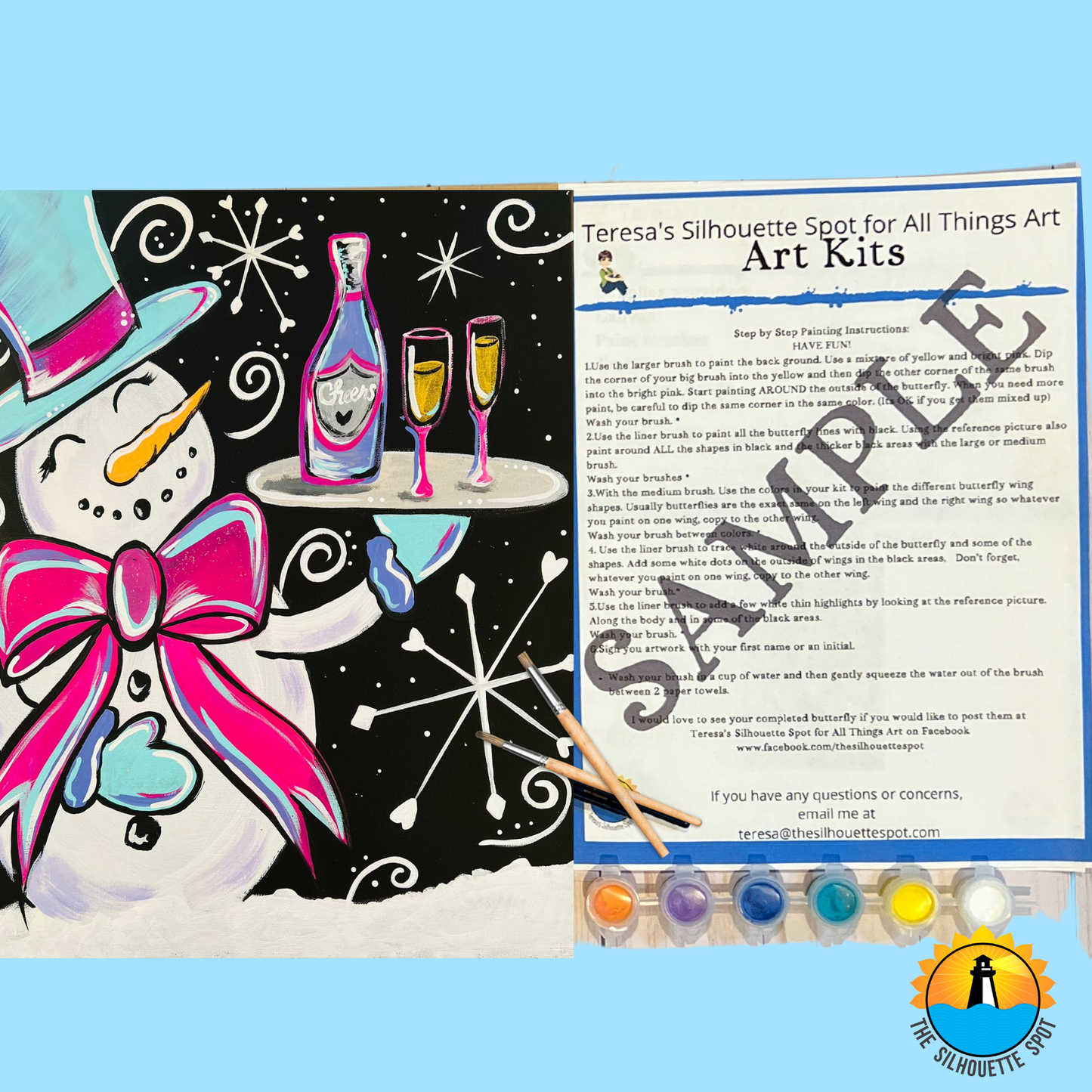 New Year's Eve Snowman Art Party Kit! At Home Paint Party Supplies! Beginner Friendly!