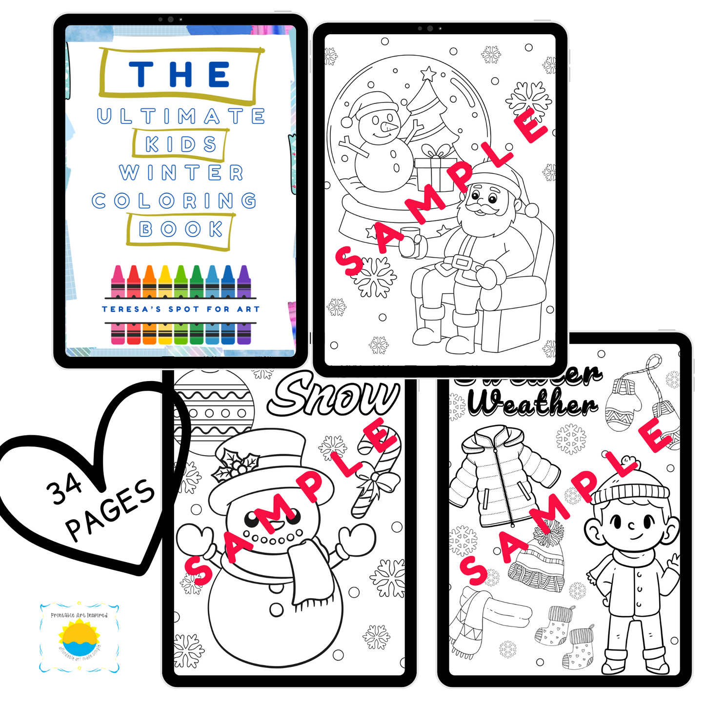 Winter Themed Alphabet Coloring Book for kids| Digital Download|Digital Download Coloring Book for Kids|Winter Themed Children's Coloring