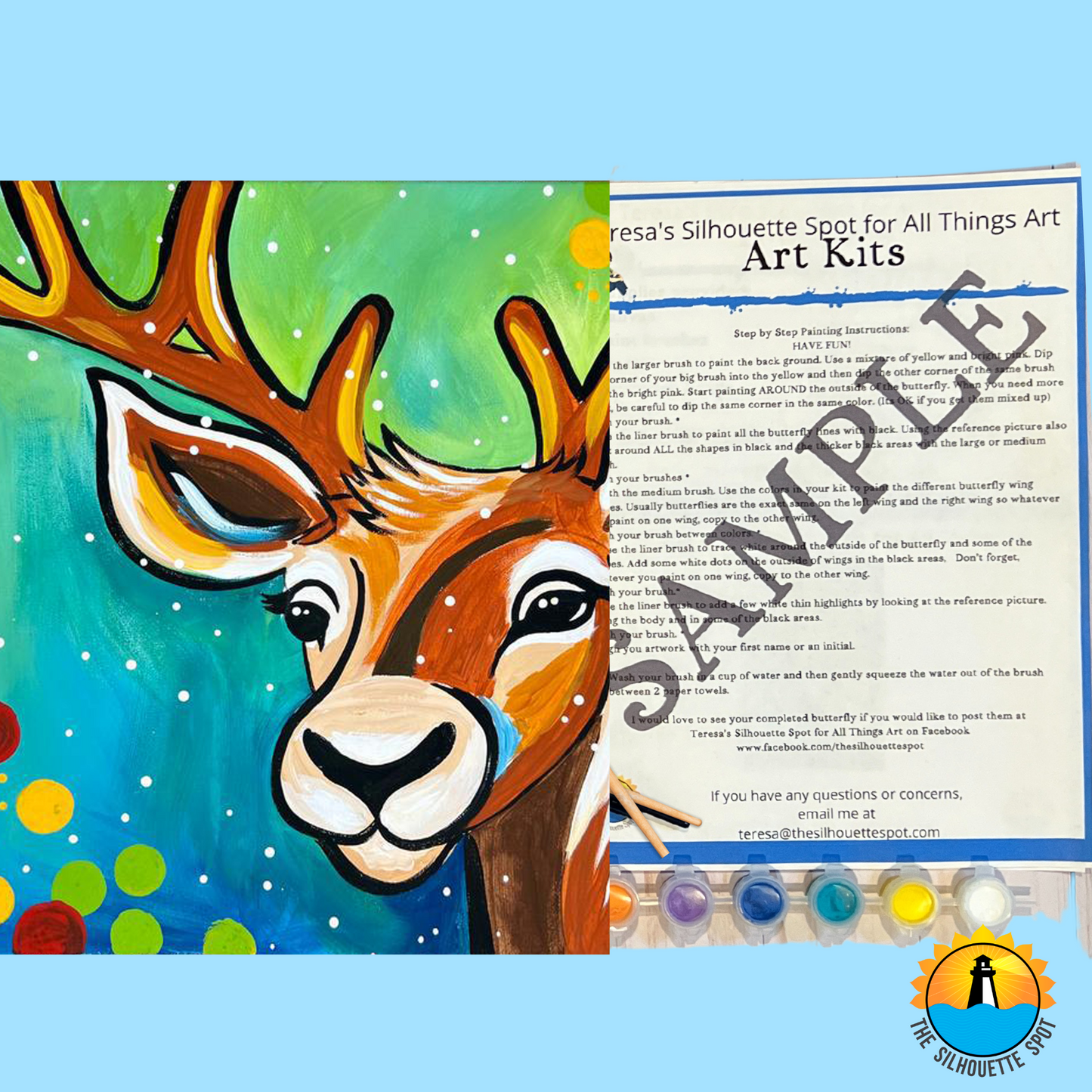 Christmas Reindeer Art Party Kit! At Home Paint Party Supplies! Beginner Friendly!
