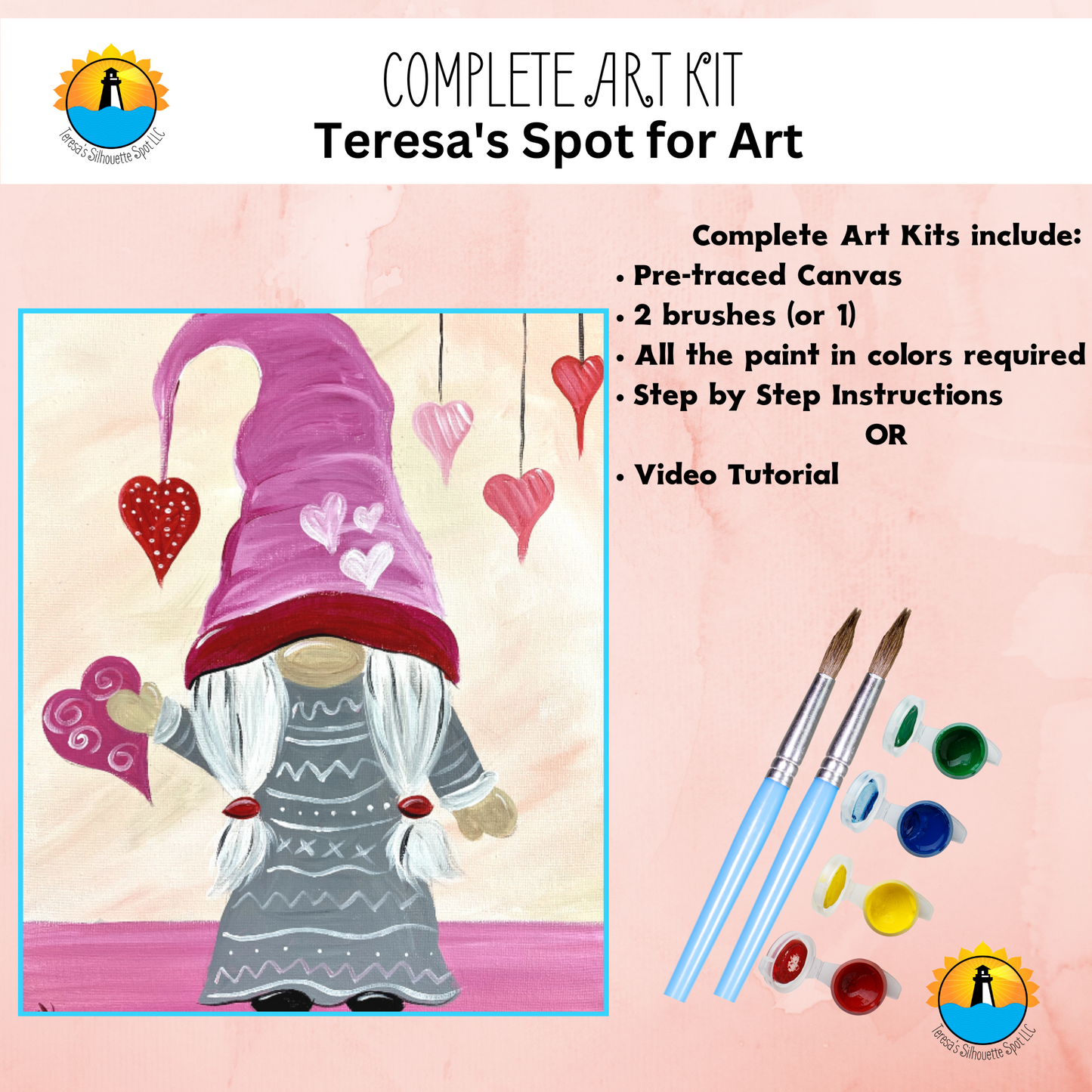 Valentine's Day Gnome Painting Complete Art Kit