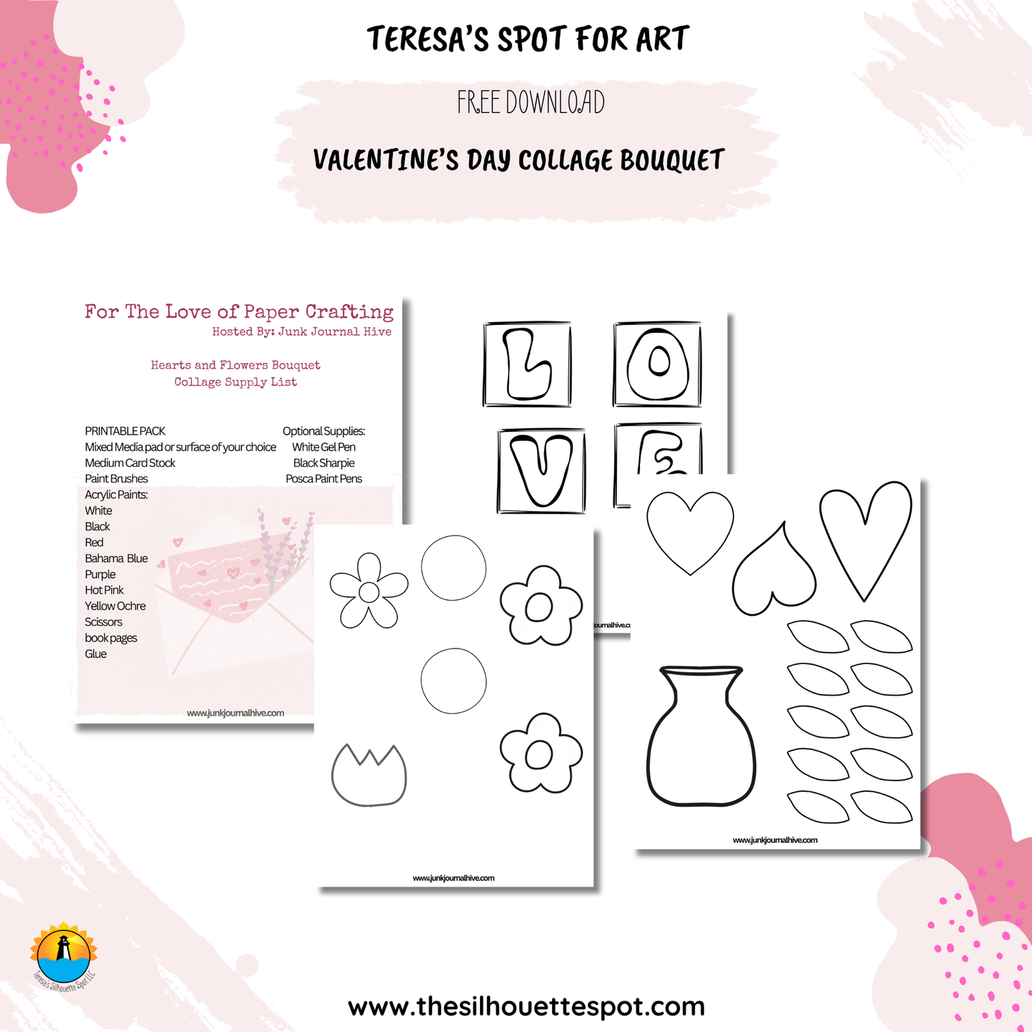 Valentine's Day Flower and Heart Collage (Printable Digital Download)
