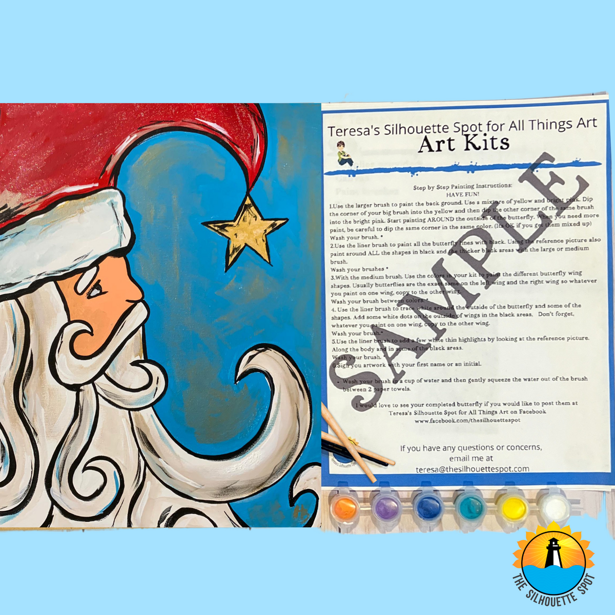 Vintage Santa Art Party Kit! At Home Paint Party Supplies! Beginner Friendly!