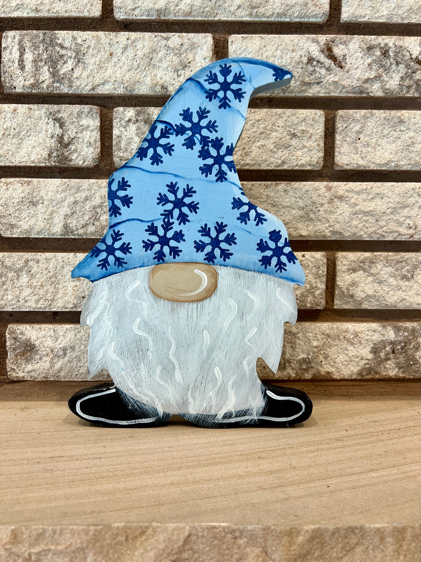 Chunky Shelf Sitter Wood Gnome for Christmas and Winter