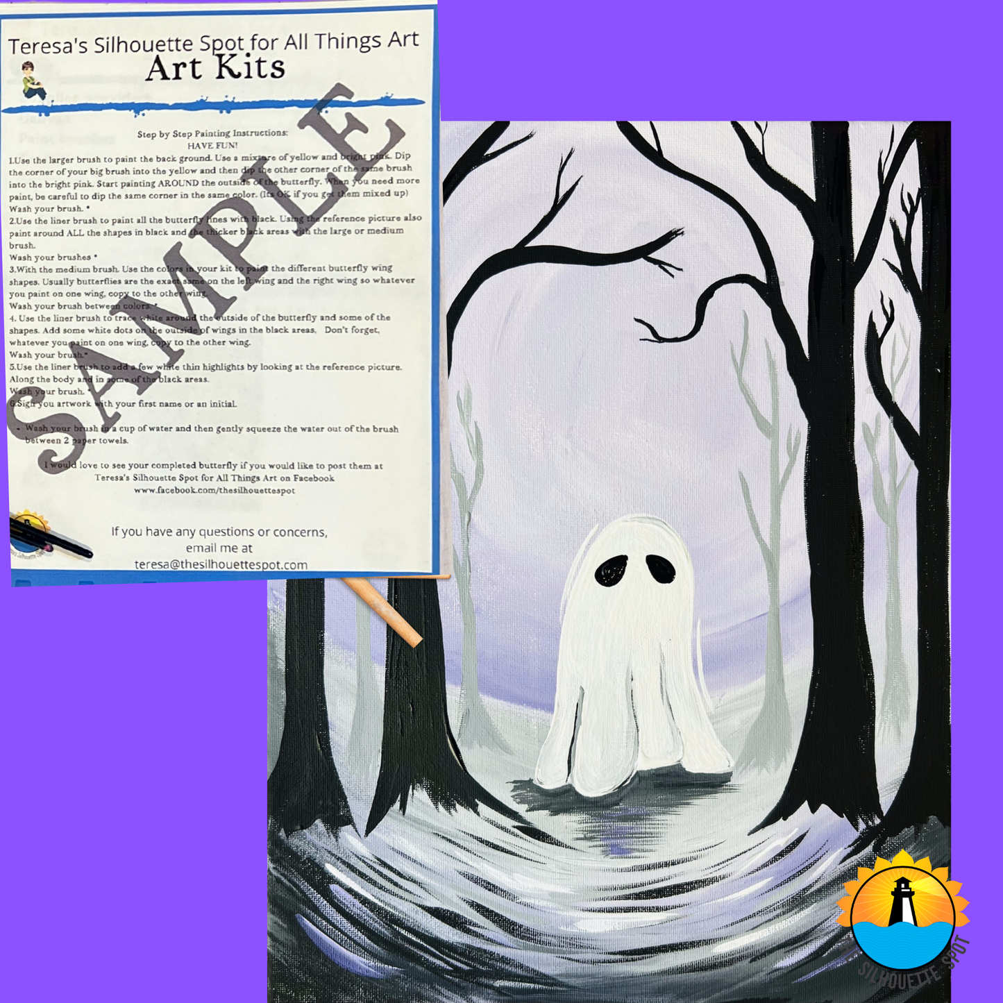 Spooky Ghost Complete Fall Art Kit For at Home Halloween Art Party