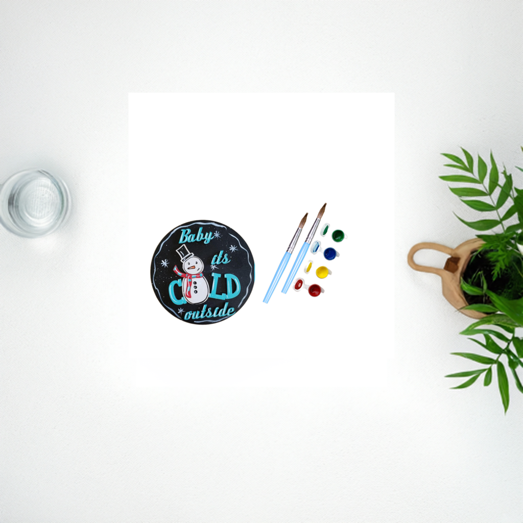 Baby it's Cold Outside 12" Round Snowman Wood Door Hanger Art Kit