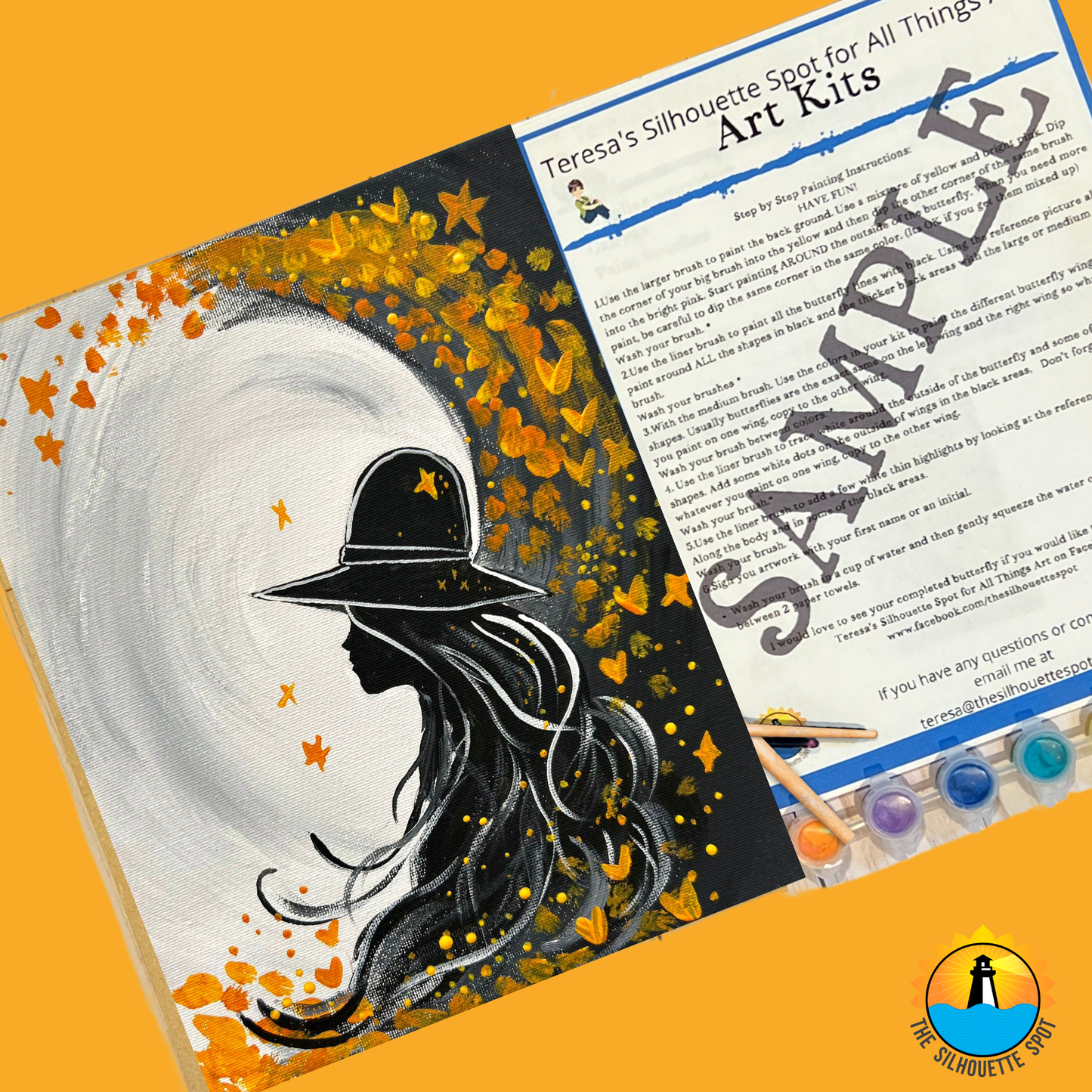 Halloween Witchy Woman Canvas Complete Art Kit! At home Witch Woman DIY Art Kit! At Home Halloween Paint Party! Great For Beginners!