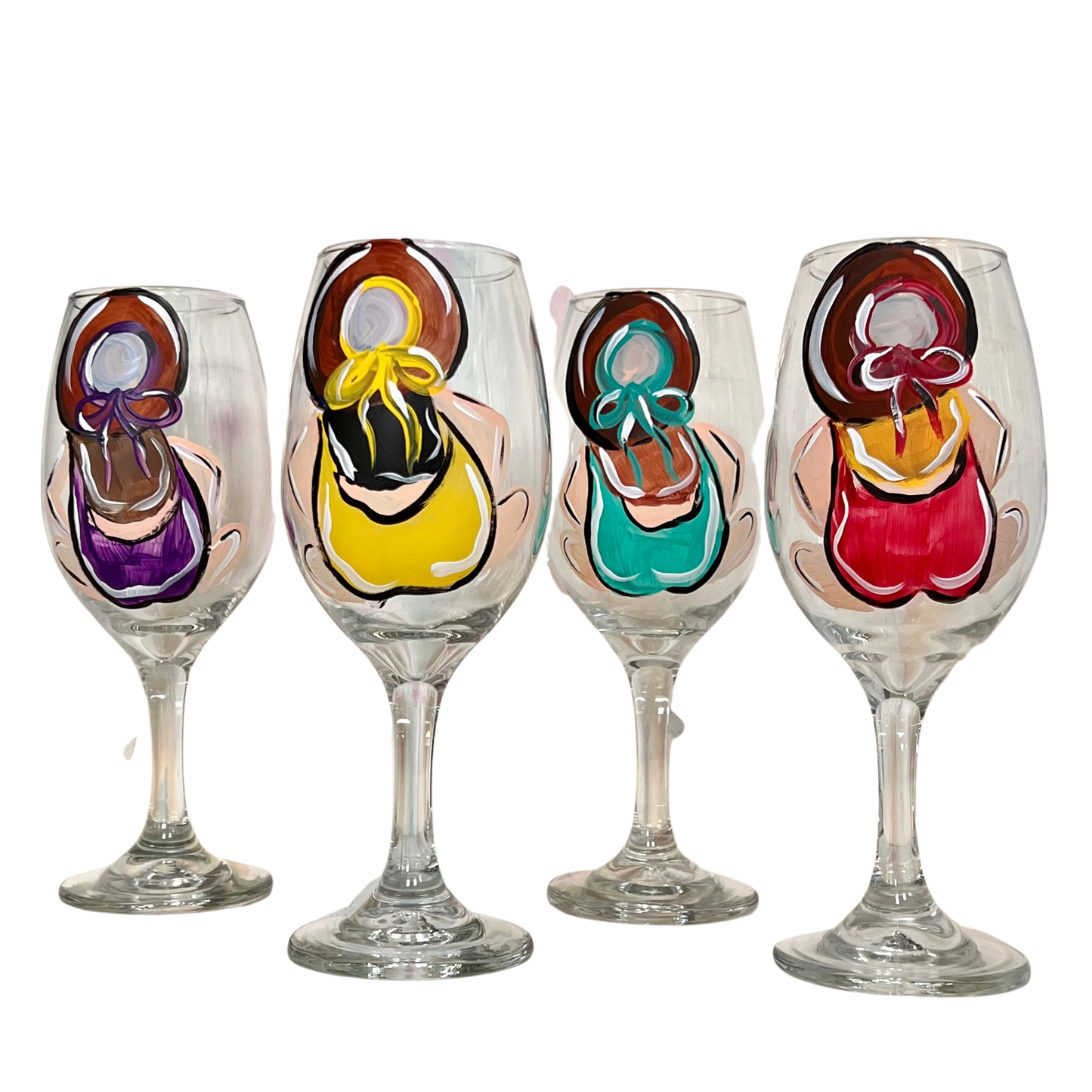 Hand Painted Beach Themed Wine Glasses