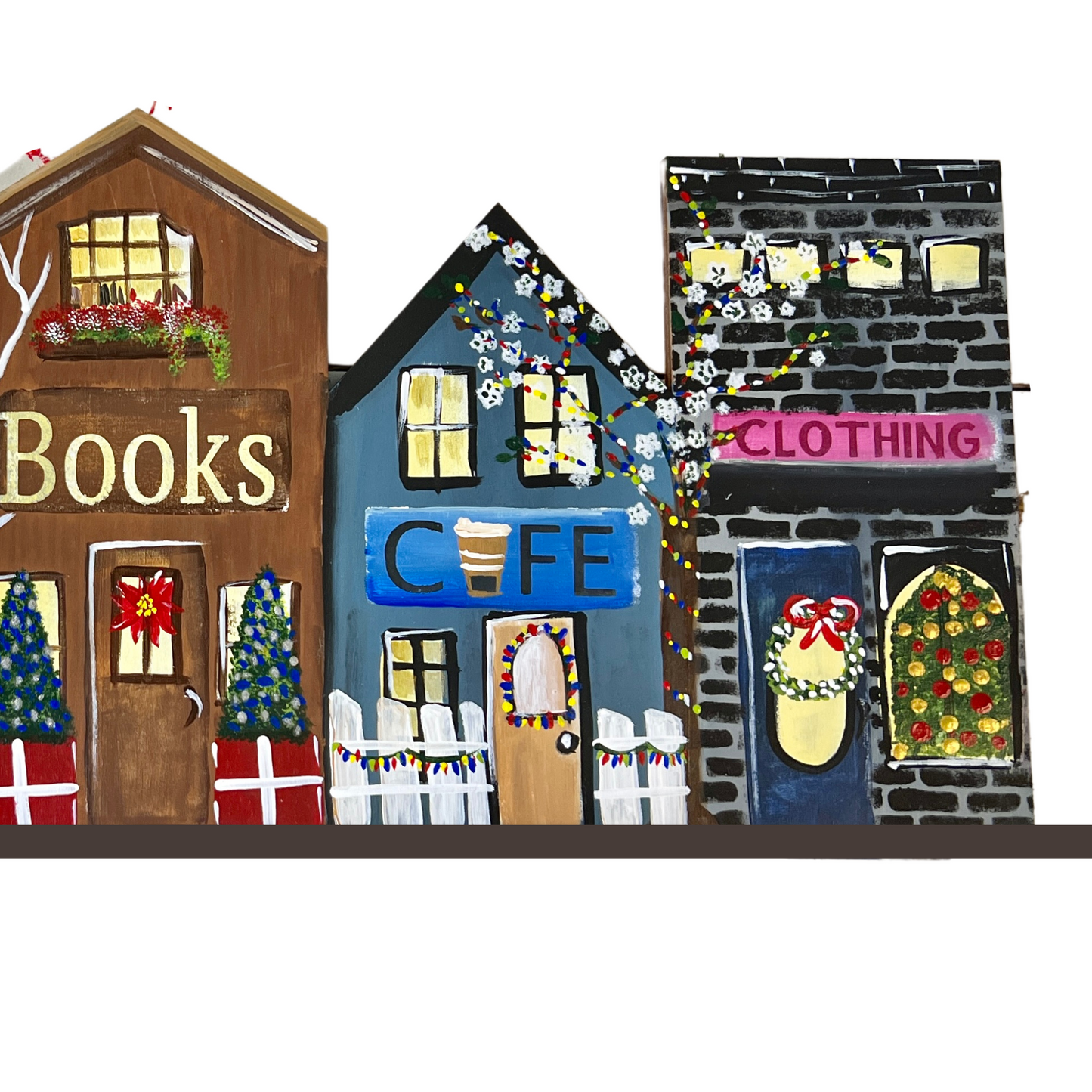 Christmas Miniature Village Hand Painted Design for Shelf Sitter