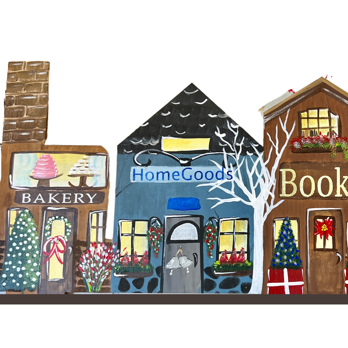 Christmas Miniature Village Hand Painted Design for Shelf Sitter