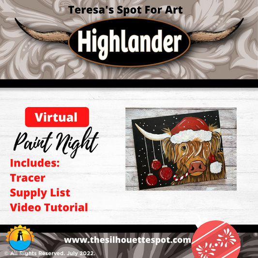 Highlander Cow Video Tutorial for Paint Night Holiday Party